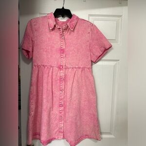 Pink blue Jean dress - S.